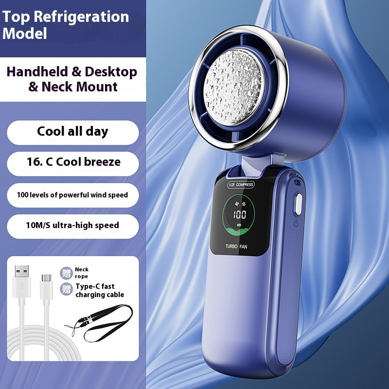 Electric Handheld Speed Adjustable new Ice Pack High-Speed, Folding Mini Fan.