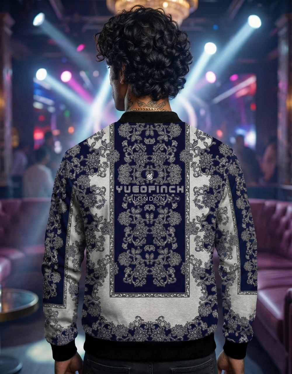 Opulent Baroque Bomber - Unisex AOP 240 GSM premium poly brushed fleece Bomber Jacket - 6 sizes
