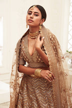 Brown Sequins Silk Bridal Wedding Lehenga Choli 