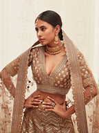 Brown Sequins Silk Bridal Wedding Lehenga Choli 