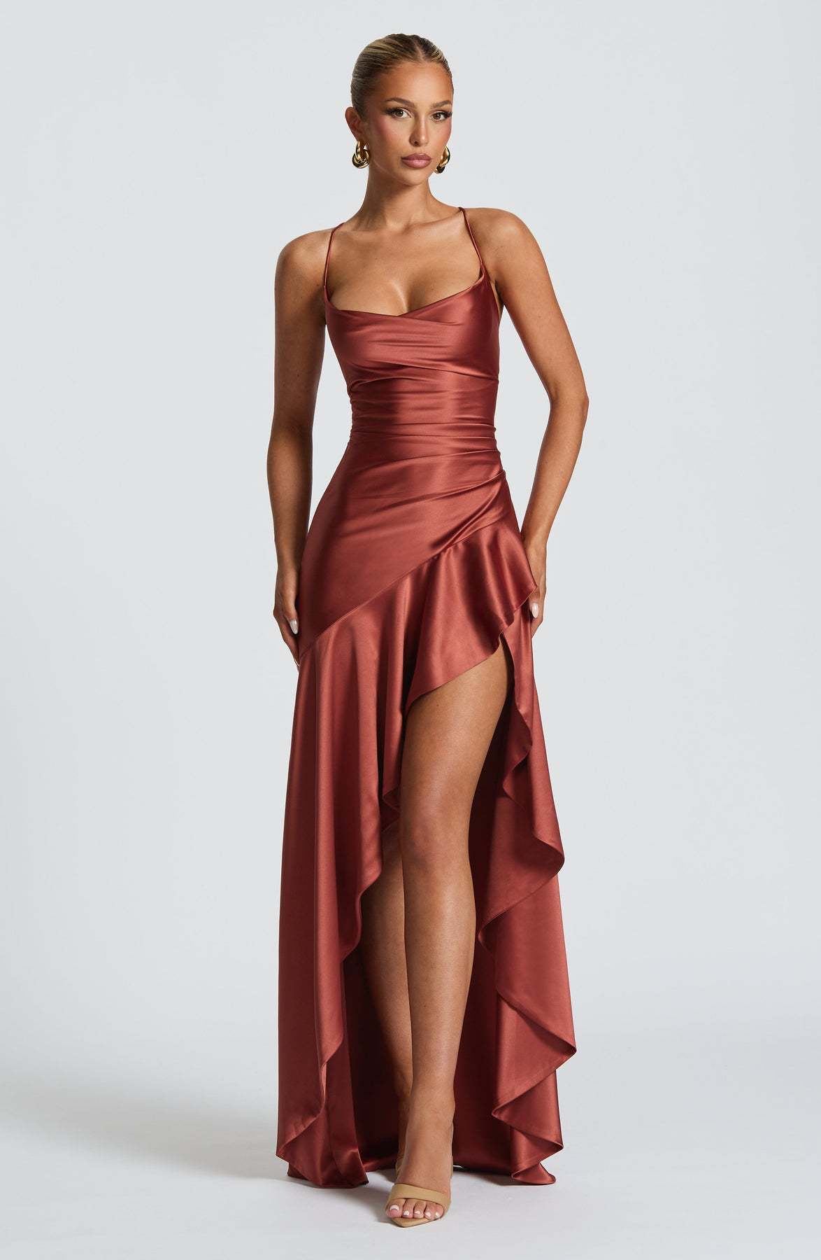 Women's Backless Ruffles Irregular Maxi Dress