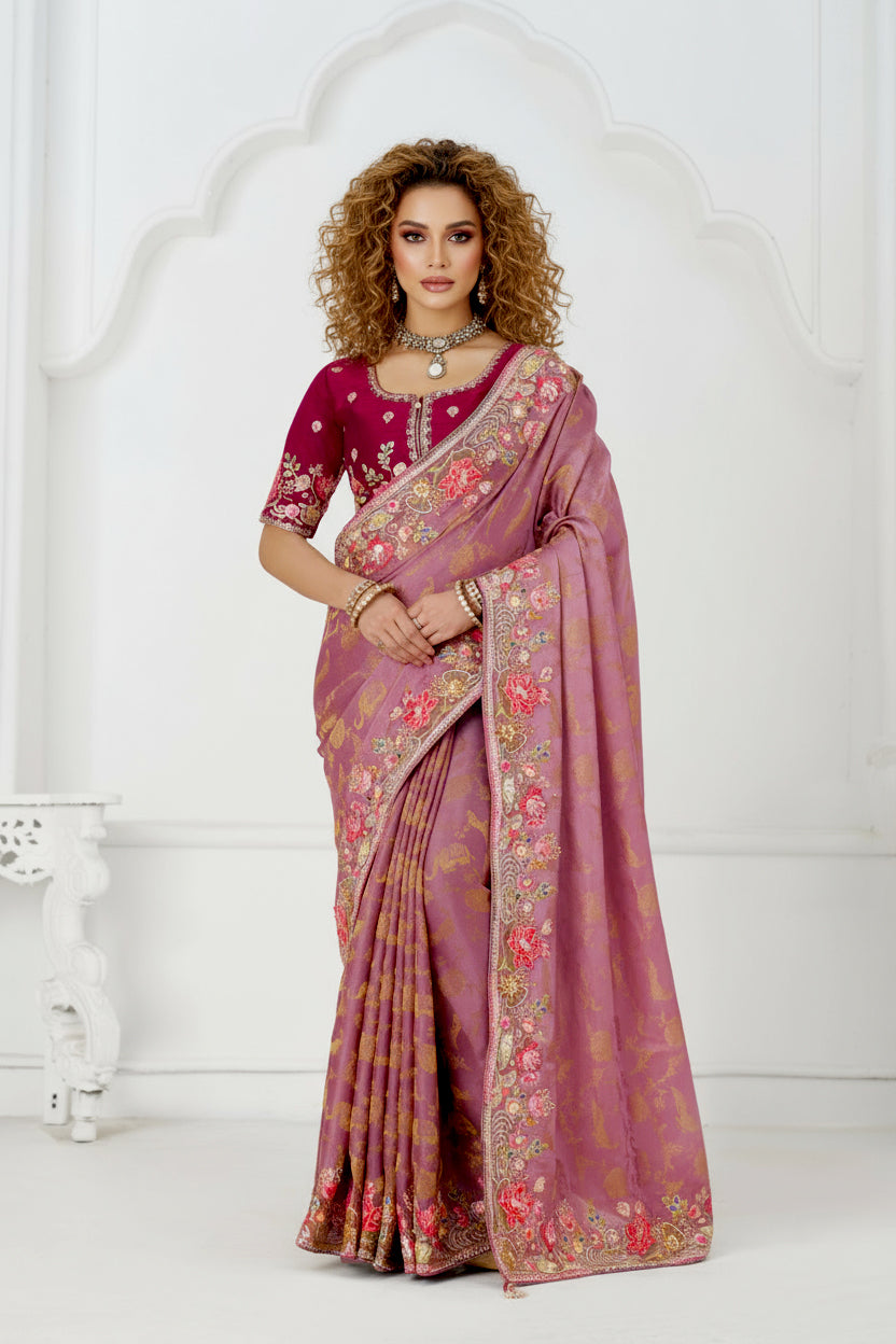 Women's Pure Dola Viscouse Silk Saree - Semi Stitched