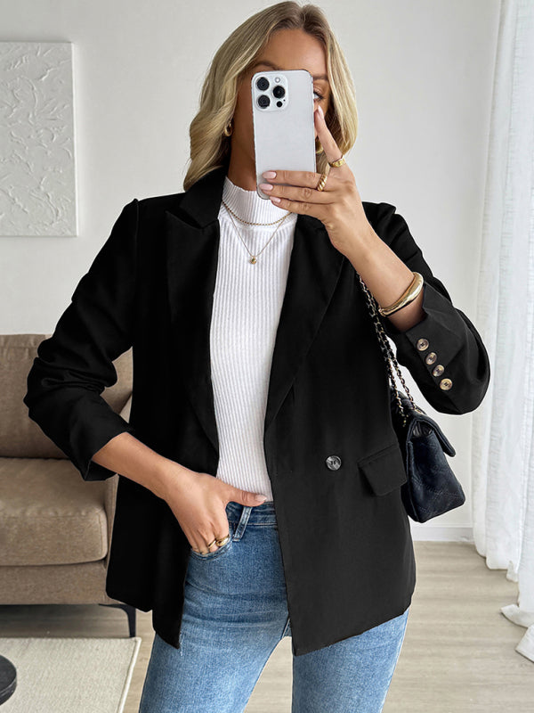Fashionable commuter suit collar black suit jacket