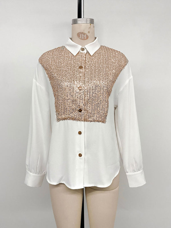 Women's sequined long-sleeved fashionable shirt