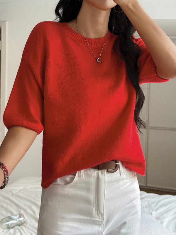 Casual vacation short-sleeved sweater