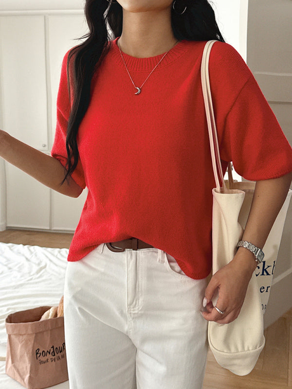 Casual vacation short-sleeved sweater