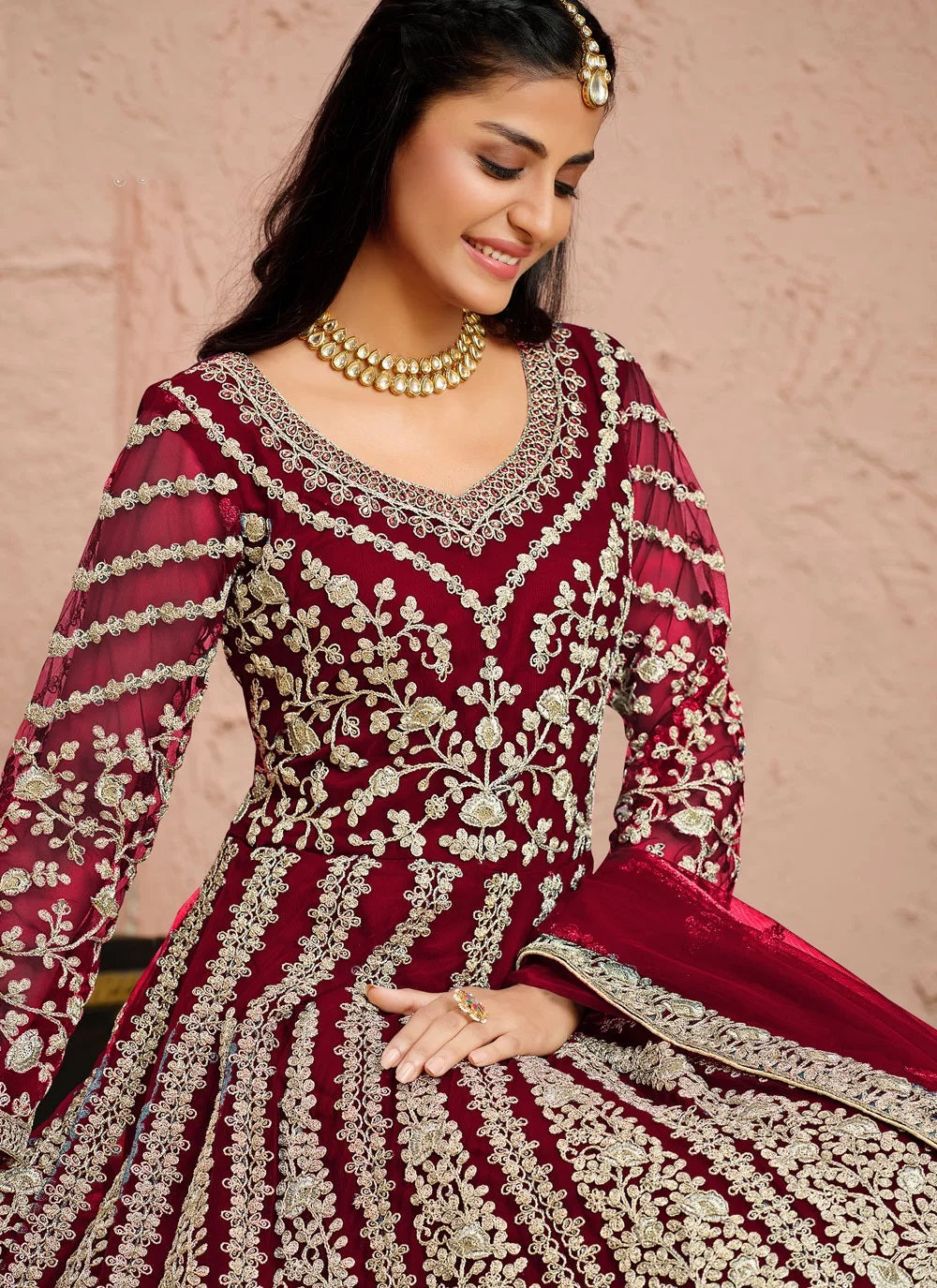 Magenta Floor Length Suit For Indian Wedding Reception