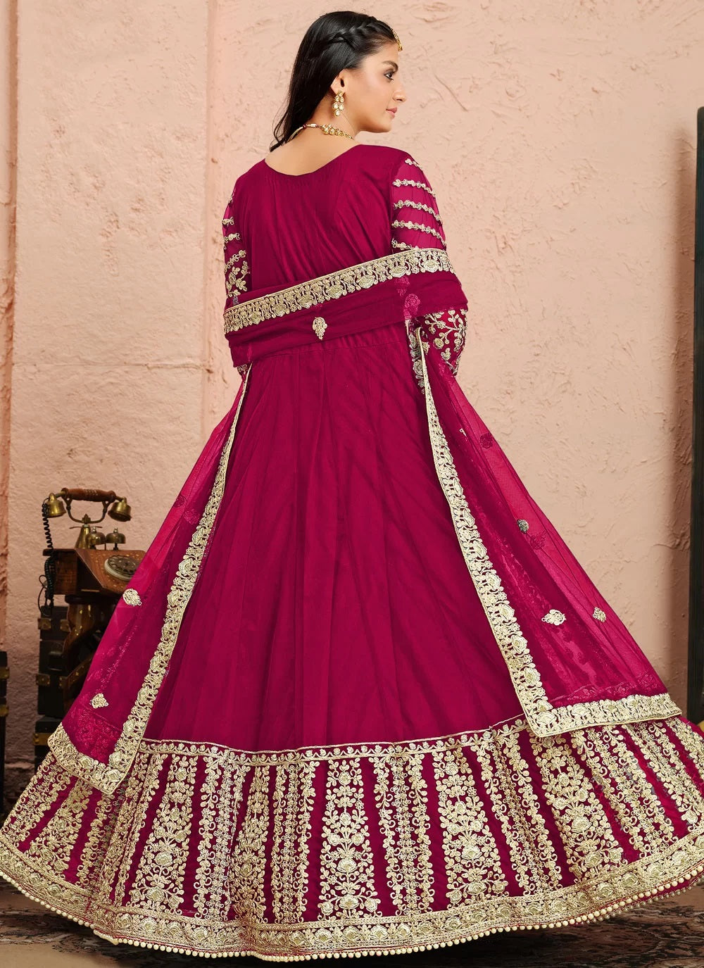 Magenta Floor Length Suit For Indian Wedding Reception