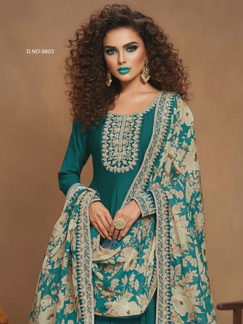 Women's Anarkali Salwar Suit - Semi Stitched