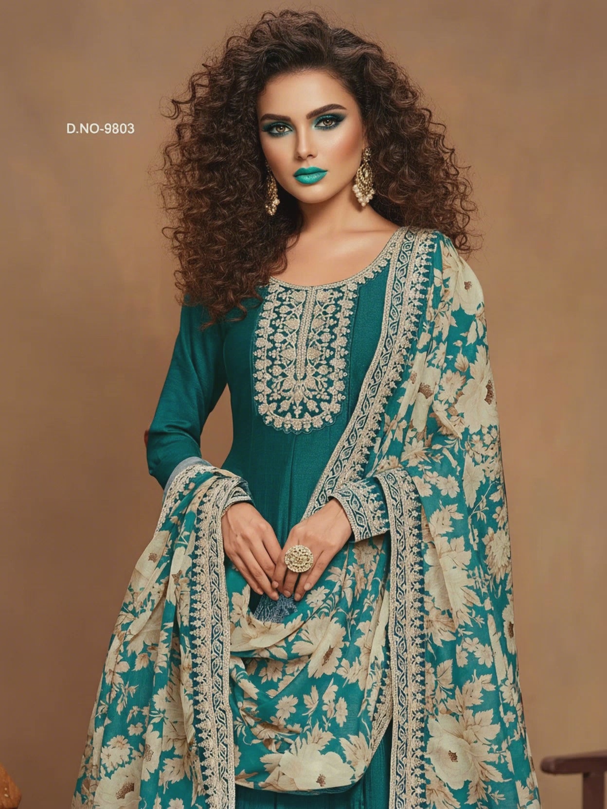 Women's Anarkali Salwar Suit - Semi Stitched