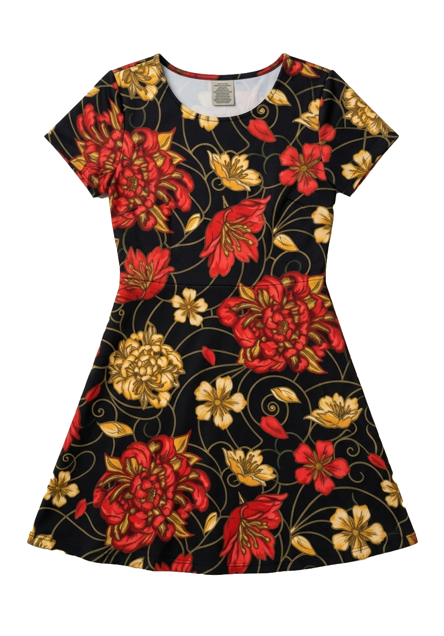 AOP A line beathable poly-spandex blend, this 220 GSM Dress